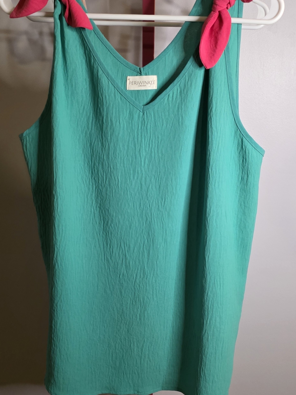 Periwinkle Green & Pink V-Neck Sleeveless Tank Top